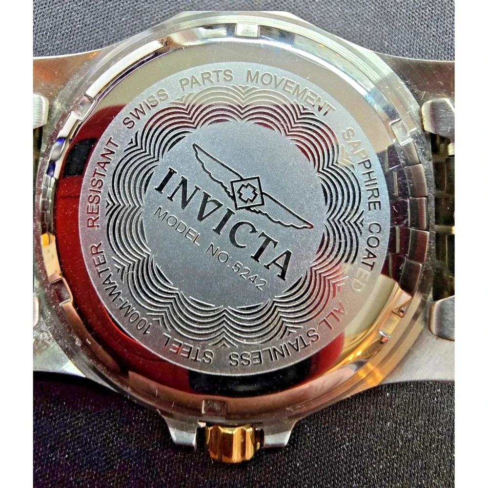 Invicta 5242 Men Specialty Two Tone Black Dial Swiss Watch 100M Water Resist